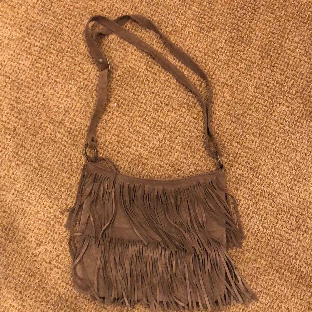Brown fringe purse